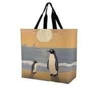 Rkklvbns Two Penguins Pictures Women Tote Bag Shoulder Grocerie Bags Portable Storage Handbag Lightweight Durable for Work Travel Casual Bag