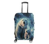 Rkklvbns Two Polar Bears Luggage Cover for Travel, Washable Suitcase Protector for Home, Anti Scratch Luggage Covers with Zippers on Both Sides, Stretchable Outdoor Accessories, white, L, Luggage Case