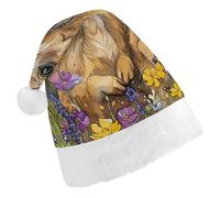 Rkklvbns Two Prairie Dogs Christmas Hat Personalization Party Headwear Funny Santa Claus Hat Comfort Classic Adults Christmas Hats For Festive Holiday Party Supplies