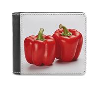 Rkklvbns Two Red Bell Peppers Leather Wallets RFID Blocking Slim Front Pocket Wallet Leather Money Clip, Stylish Mens Bifold Wallet Credit Card Holder Gift for Men