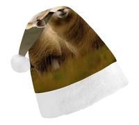 Rkklvbns Two White Sheep Christmas Hat Personalization Party Headwear Funny Santa Claus Hat Comfort Classic Adults Christmas Hats For Festive Holiday Party Supplies
