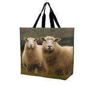 Rkklvbns Two White Sheep Women Tote Bag Shoulder Grocerie Bags Portable Storage Handbag Lightweight Durable for Work Travel Casual Bag