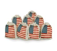 Rkklvbns USA Flag 8 Pack Drawstring Bag, Cotton Hemp Bunches Pocket