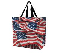 Rkklvbns Usa Flag Women Tote Bag Shoulder Grocerie Bags Portable Storage Handbag Lightweight Durable for Work Travel Casual Bag