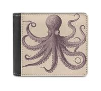 Rkklvbns Vintage Octopus Leather Wallets RFID Blocking Slim Front Pocket Wallet Leather Money Clip, Stylish Mens Bifold Wallet Credit Card Holder Gift for Men