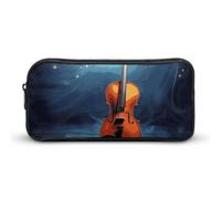 Rkklvbns Violin Poster Large Pencil Case Portable Pencil Bag with Zipper Stationery Organizer Simple Storage Aesthetic Stationery for Office College Adult Use