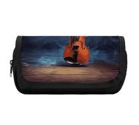 Rkklvbns Violin Poster Pencil Case Double Large Capacity Pencil Box Durable Pen Bag with Zipper Multi-Slot Pen Pouch Stylish Office Storage Box