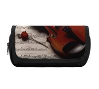 Rkklvbns Violin Sheet Music Pencil Case Double Large Capacity Pencil Box Durable Pen Bag with Zipper Multi-Slot Pen Pouch Stylish Office Storage Box