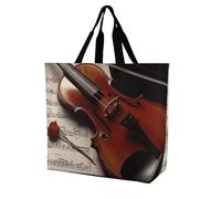 Rkklvbns Violin Sheet Music Women Tote Bag Shoulder Grocerie Bags Portable Storage Handbag Lightweight Durable for Work Travel Casual Bag