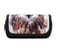 Rkklvbns Watercolor Cool Owl Head Pencil Case Double Large Capacity Pencil Box Durable Pen Bag with Zipper Multi-Slot Pen Pouch Stylish Office Storage Box