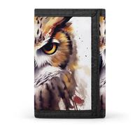Rkklvbns Watercolor Cool Owl Head Trifold Wallet for Men Minimalist Design Slim Wallet with Money Pocket & Multiple Card Slots Stylish Durable Wallets