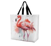 Rkklvbns Watercolor Flamingo Women Tote Bag Shoulder Grocerie Bags Portable Storage Handbag Lightweight Durable for Work Travel Casual Bag