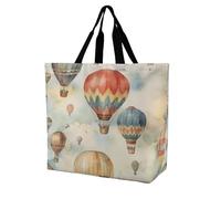 Rkklvbns Watercolor Hot Air Balloon Women Tote Bag Shoulder Grocerie Bags Portable Storage Handbag Lightweight Durable for Work Travel Casual Bag