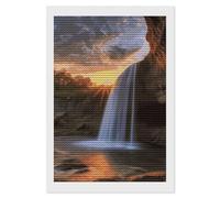 Rkklvbns Waterfall at Sunset Diamond Painting for Home Wall Decor 8"x12", Personalized Photo Diamond Art Prints for Adult, DIY Full Drill Diamond Painting Kits, Gem Crafts for Living Room Decor