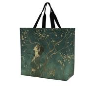 Rkklvbns Wearing A Green Dress Women Tote Bag Shoulder Grocerie Bags Portable Storage Handbag Lightweight Durable for Work Travel Casual Bag