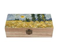 Rkklvbns Wheat Fields And Cypress Trees Large Wooden Keepsake Box, Memory Box for Home
