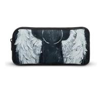 Rkklvbns White Angel Wings Large Pencil Case Portable Pencil Bag with Zipper Stationery Organizer Simple Storage Aesthetic Stationery for Office College Adult Use