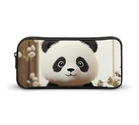 Rkklvbns White Panda Large Pencil Case Portable Pencil Bag with Zipper Stationery Organizer Simple Storage Aesthetic Stationery for Office College Adult Use
