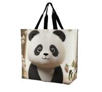 Rkklvbns White Panda Women Tote Bag Shoulder Grocerie Bags Portable Storage Handbag Lightweight Durable for Work Travel Casual Bag