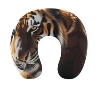 Rkklvbns Wild Animal Tiger Neck Pillow with Zipper, Removable Shoulder Relax Cervical Pillow for Travel, U-Shaped Memory Foam Pillows for Office, Portable Pillows Head Positioner