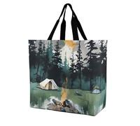 Rkklvbns Wilderness Nature Camping Women Tote Bag Shoulder Grocerie Bags Portable Storage Handbag Lightweight Durable for Work Travel Casual Bag