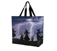 Rkklvbns Witch Prayed Shopping Bag Foldable, Reusable Grocery Bag for Outdoor, Large Capacity Shoulder Bags Washable Tote Bags for Work, Beach, Travel