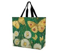 Rkklvbns Yellow Butterfly Pattern Women Tote Bag Shoulder Grocerie Bags Portable Storage Handbag Lightweight Durable for Work Travel Casual Bag