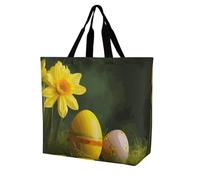 Rkklvbns Yellow Flower And Egg Women Tote Bag Shoulder Grocerie Bags Portable Storage Handbag Lightweight Durable for Work Travel Casual Bag