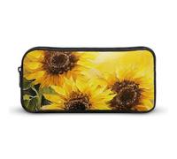Rkklvbns Yellow Sunflowers Large Pencil Case Portable Pencil Bag with Zipper Stationery Organizer Simple Storage Aesthetic Stationery for Office College Adult Use
