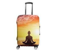 Rkklvbns Yoga Meditation Luggage Cover for Travel, Washable Suitcase Protector for Home, Anti Scratch Luggage Covers with Zippers on Both Sides, Stretchable Outdoor Accessories, white, Small, Luggage