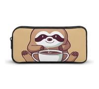 Rkklvbns Yoga Sloth Coffee Large Pencil Case Portable Pencil Bag with Zipper Stationery Organizer Simple Storage Aesthetic Stationery for Office College Adult Use