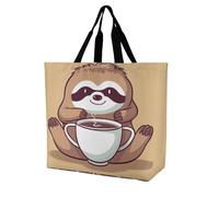 Rkklvbns Yoga Sloth Coffee Women Tote Bag Shoulder Grocerie Bags Portable Storage Handbag Lightweight Durable for Work Travel Casual Bag
