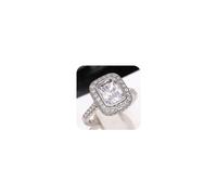 RKKOJJO 925 Sterling Silver Cubic Zirconia Octagonal Diamond Ring Engagement Wedding Ring for Women, US Code 7, Silver, Cubic Zirconia