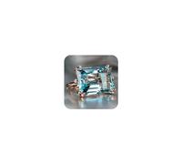 RKKOJJO 925 Sterling Silver Cubic Zirconia Radiant Blue Diamond Ring Engagement Wedding Ring for Women, US Code 6, Metal