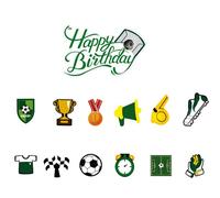 RKMYTR 13Pcs Football Cake Toppers: Birthday Cake Topper + 12 Football Cupcake Toppers for Boys Men Sports Theme Party Decorations (Cake Decoration)