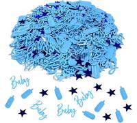 RKMYTR 15g About 300 pieces of boy Baby Shower Decorations Blue Confetti - It's a Boy, Glitter Feeding Bottle and Star Confetti, Table Scatter for Gender Reveal Party Supplies