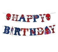 RKMYTR Cartoon Style Kids DecorationBirthday party Decorations Banner Backdrop Boys and girl Party Supplies - Red/Blue Cartoon Design, 15 Cards & 2 Buntings, 18cm x 12-16cm Flexible Size