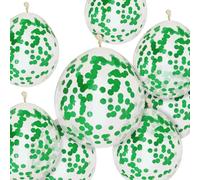 RKMYTR Green Confetti Balloons with Glitter & White - 50 PCS Helium Latex Balloons for Birthdays, Baby Showers, Jungle Prom Decorations (Black, Bright, Turquoise)