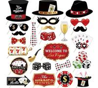 RKMYTR Las Vegas Casino Photo Booth Props Funny DIY Poker Theme Selfie Props Kit For Night Party Decoration Party Favors 25 Pieces