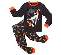 RKOIAN Boys Girls Pyjamas Sets Toddler Dinosaur Glow in The Dark Pjs Halloween 2 Piece Long Sleeve Nightwear for Kids 2-10 Years (Glow in The Dark Dinosaur, 5-6 Years)