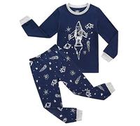 RKOIAN Boys Girls Pyjamas Sets Toddler Rocket Glow in The Dark Pjs Cotton 2 Piece Long Sleeve Nightwear for Kids 2-10 Years (Glow in The Dark Rocket, 7-8 Years)