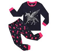 RKOIAN Girls Pyjamas Sets Toddler Unicorn Glow in The Dark Pjs Cotton 2 Piece Long Sleeve Nightwear for Kids 2-10 Years (Glow in The Dark Unicorn, 5-6 Years)