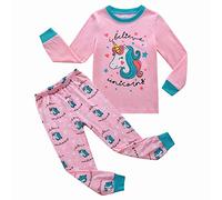 RKOIAN Little Girls Long Sleeve Pyjamas Sets Toddler Unicorn Pjs 100% Cotton Nightwear for Kids 2-10 Years (Pink Unicorn, 7-8 Years)