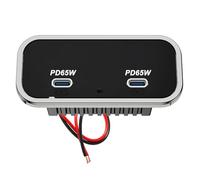 Rkshgw Car Charger Panel 130W Dual PD USB-C Ports 65W for 12V/24V Vehicle | Universal RV/Boat/Truck/Bus installation fits the panel, delivering 130W total with PD charging for multiple devices.