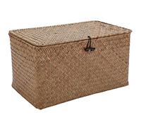 Rkshgw Storage Basket Seagrass Natural Organizer for Living Room Decor | Discreet, compact design blends with modern decor; the lid keeps contents hidden while the woven texture adds organic charm.