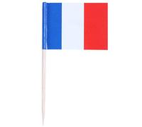 Rkshgw Toothpick Flags - France Flag Toothpicks for Snacks & Desserts | Includes 50 flags on wooden picks, featuring the France color for stylish dessert bars and fruit plates.