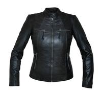 RKsports Genuine Leather Jacket, Front Zip Closure, 2 Pockets, Black and Tan, Size Up Recommended (UK, Numeric, 20, Regular, Regular, black)
