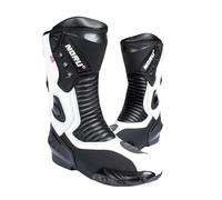 RKsports New Noru race Motorcycle Black white Leather Sports Race Boots (9 UK, Black/white, numeric_8)