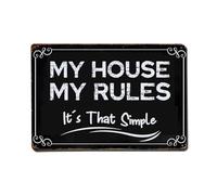 Rkundrne My House My Rules It's That Simple Metal Tin Sign Vintage Garden Bedroom Cafe Bar Man Cave Home Wall Decor Metal Poster 8x12 in