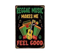 Rkundrne Reggae Music Makes Me Feel Good Metal Tin Sign Vintage Garden Bedroom Cafe Bar Man Cave Home Wall Decor Metal Poster 8x12 in